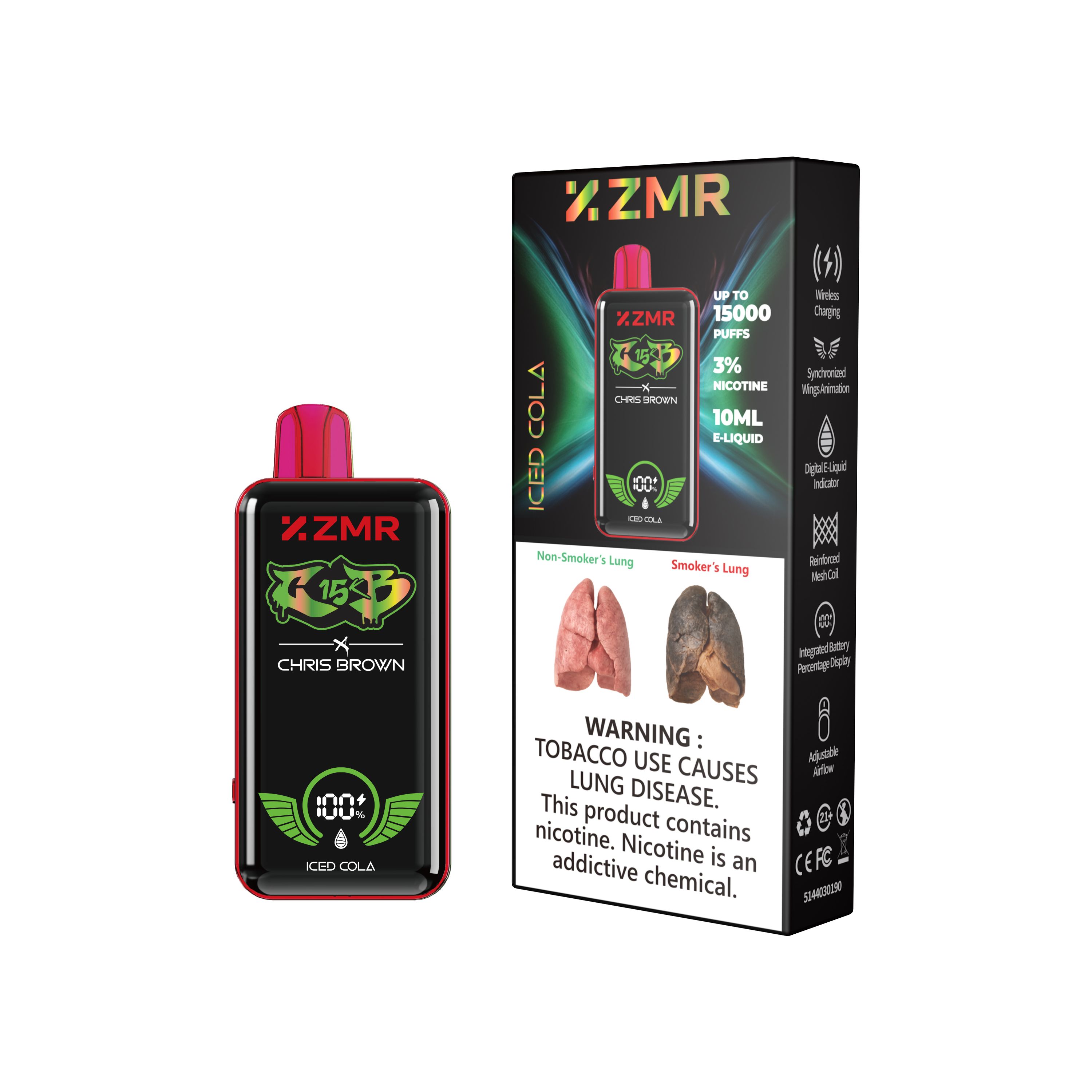 ZMR R15 Disposable Vape – 15000 Puffs Smart Display, Adjustable Airflow, Wireless Charging