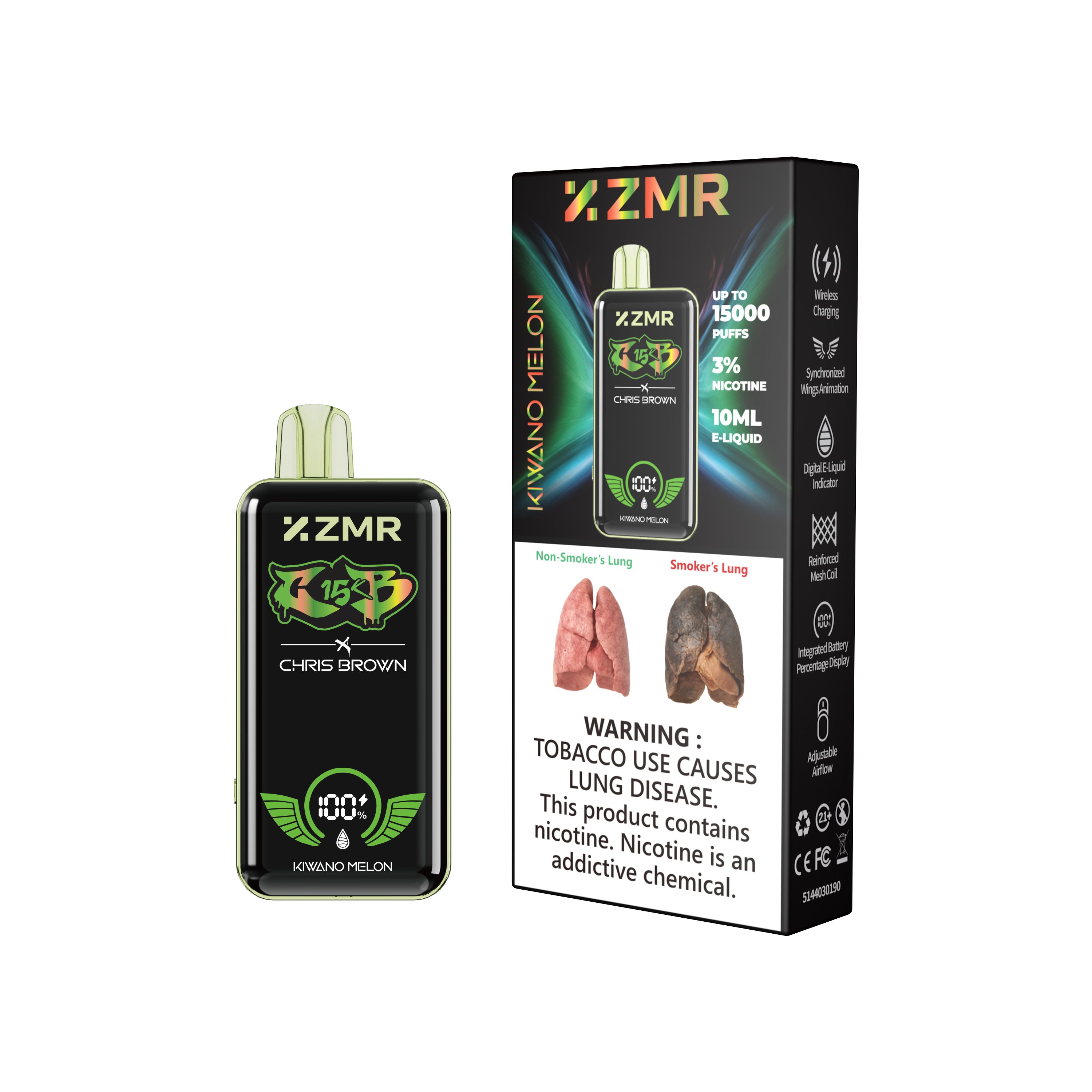 ZMR R15 Disposable Vape – 15000 Puffs Smart Display, Adjustable Airflow, Wireless Charging