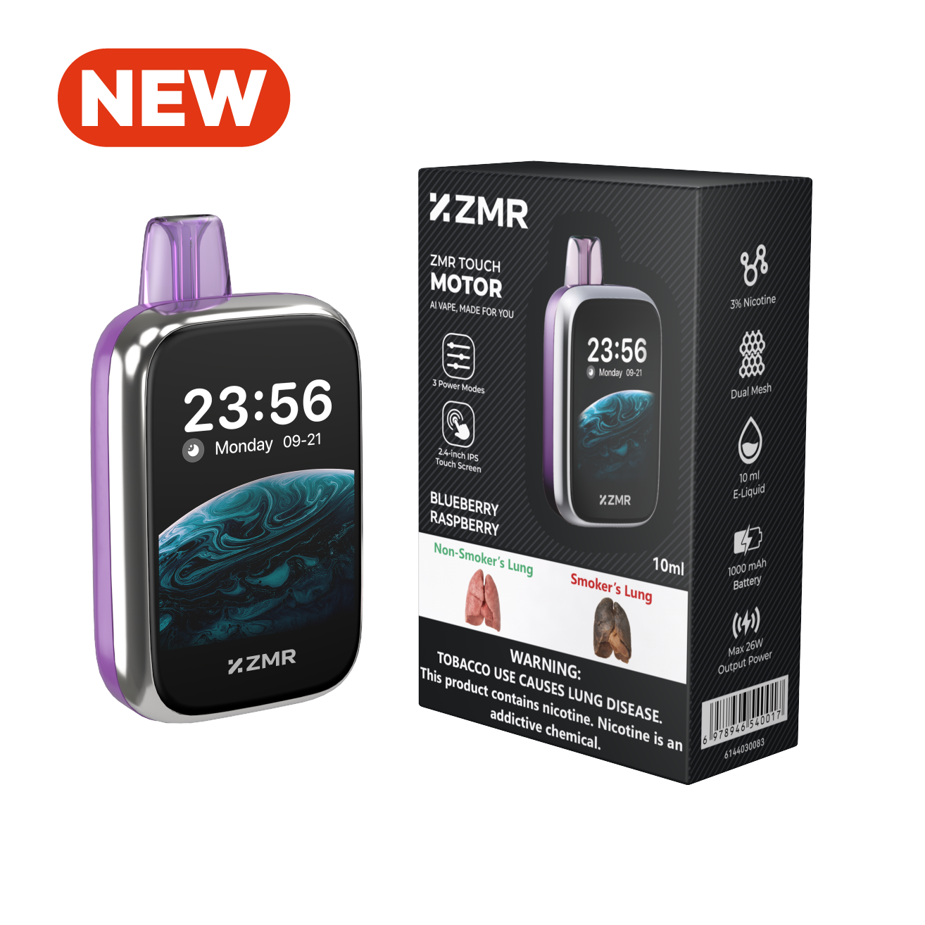 New Arrival!! 30K Puffs ZMR Touch Motor Blueberry Raspberry Smart Vape Kit — Smart Touchscreen, Intelligent Flavor Control and Long-Lasting Batter Fashion vape Nairobi Warehouse vape Shipping