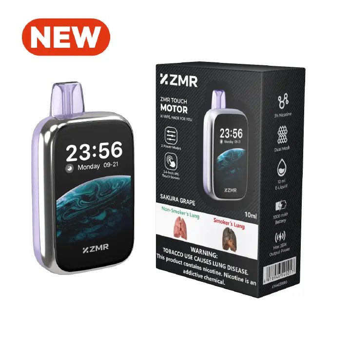 New Arrival!! 30K Puffs ZMR Touch Motor Sakura Grape Smart Vape Kit — Smart Touchscreen, Intelligent Flavor Control and Long-Lasting Batter Fashion vape Nairobi Warehouse vape Shipping