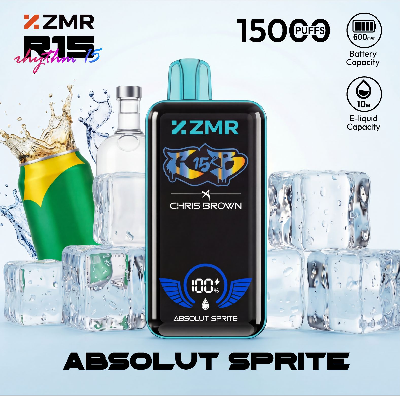 ZMR R15 15000 Puffs Disposable Vape – Various Flavor, Smart Display Screen, Adjustable Airflow & Wireless Charging