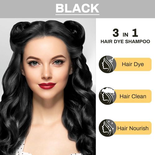 Meidu 3 in 1 Black Hair Dye Shampoo for Gray Hair – Natural Herbal Hair Color for Men & Women, Covers Gray Instantly