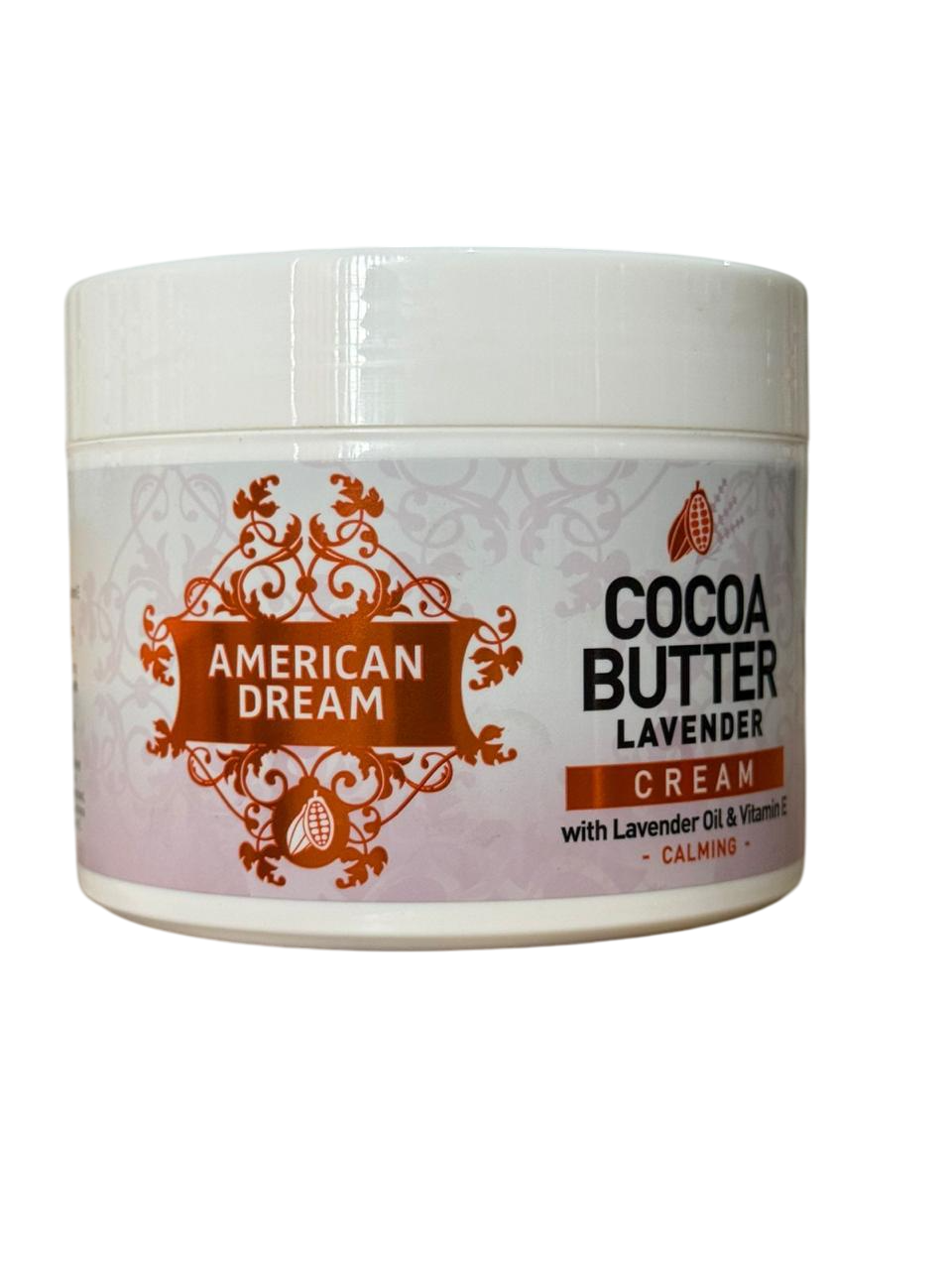 American Dream Cocoa Butter Lavender Cream with Lavender Oil & Vitamin E.