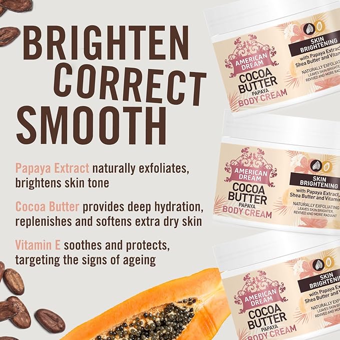 American Dream Papaya Butter Body Cream – Papaya Extract & Shea Butter Moisturizing Cream