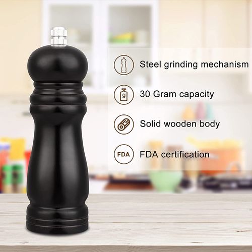 Wooden Salt & Pepper Grinder Set – Adjustable Ceramic Core Mill, Manual Spice Crusher
