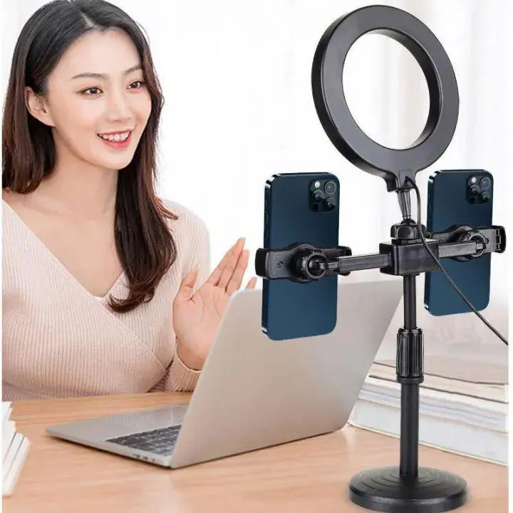 Offer!Offer!!Ring light universal Dual position mobile phone clip mini metal Desktop mult_Function Tripod Bracket Holder for Phone live