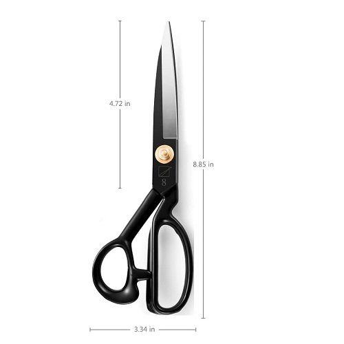 QUEEN KISS Tailors Scissors Premium Heavy Duty Cutting Tool Fabric Scissors, 8 Inch Tailor Scissor - Professional High Carbon Steel Black 8'