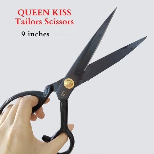QUEEN KISS Tailors Scissors Premium Heavy Duty Cutting Tool Fabric Scissors, 9 Inch Tailor Scissor - Professional High Carbon Steel Black 9"