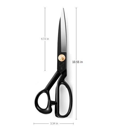 QUEEN KISS Tailors Scissors Premium Heavy Duty Cutting Tool Fabric Scissors, 10 Inch Tailor Scissor - Professional Tailor Shears with Strong Handle & Adjustable Brass Screw 10" Black