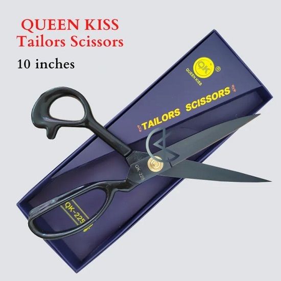QUEEN KISS Tailors Scissors Premium Heavy Duty Cutting Tool Fabric Scissors, 10 Inch Tailor Scissor - Professional Tailor Shears with Strong Handle & Adjustable Brass Screw 10" Black