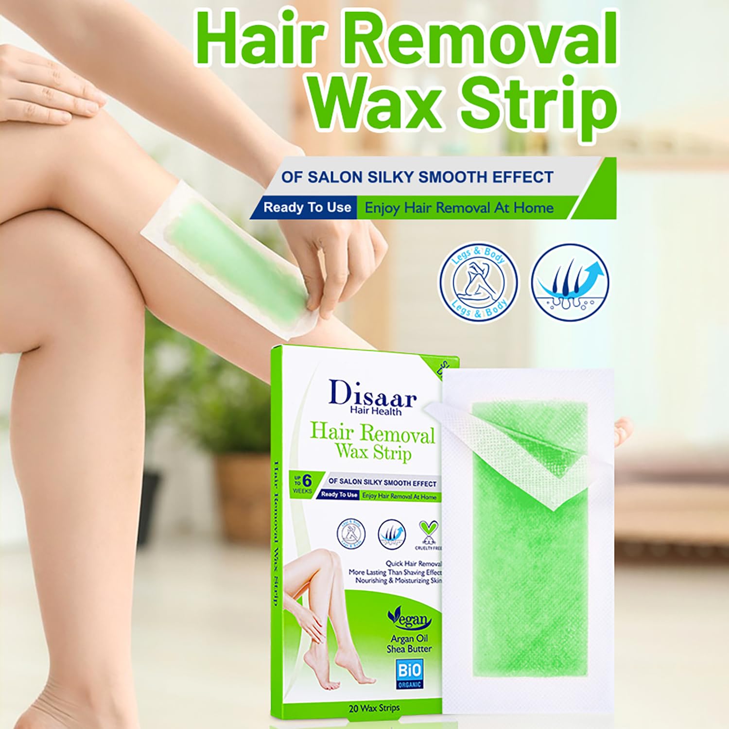 DISAAR BEAUTY Hair Removal Wax Strip Ready To Use  Armpit, Leg, Arm & Bikini | Natural Plant Extract | 20PCS for Dry Skin  (Argan Oil + Shea Butter)