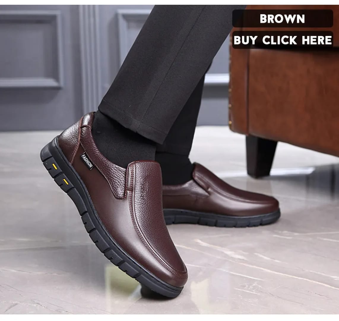 Men’s Orthopedic Leather Slip-On Loafers – Comfortable Non-Slip Casual Shoes