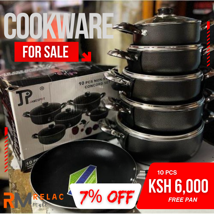 Jamespot 10PCS Non-Stick Concord Cookware Set (5 Pots + 5 Lids) – Sufuria Set with Free Frying Pan