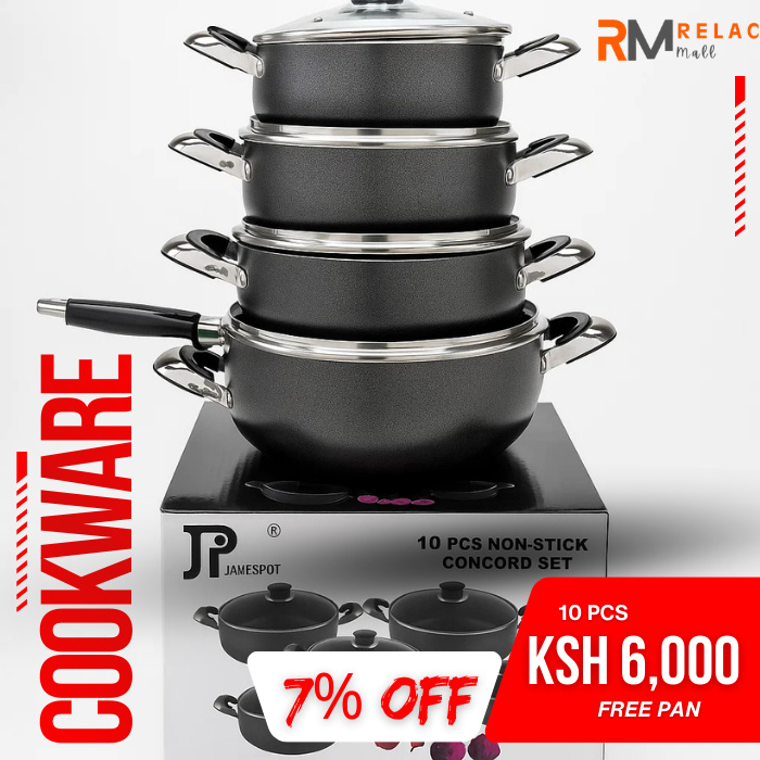 Jamespot 10PCS Non-Stick Concord Cookware Set (5 Pots + 5 Lids) – Sufuria Set with Free Frying Pan