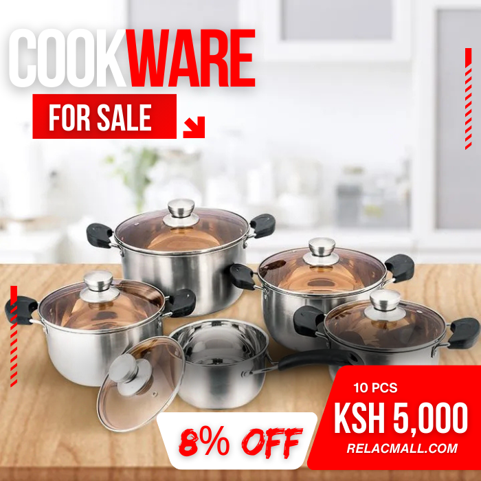 Jamespot 10PCS Stainless steel Pots Non Stick Sufuria Cookware Set Cooking Pots Sufuria 5pcs pots+5pcs lids