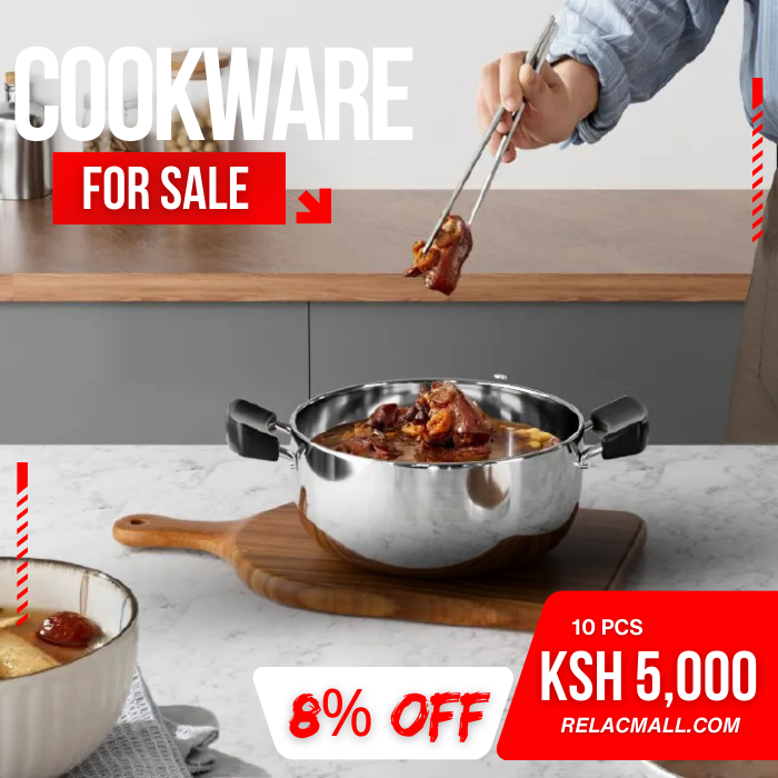 Jamespot 10PCS Stainless steel Pots Non Stick Sufuria Cookware Set Cooking Pots Sufuria 5pcs pots+5pcs lids