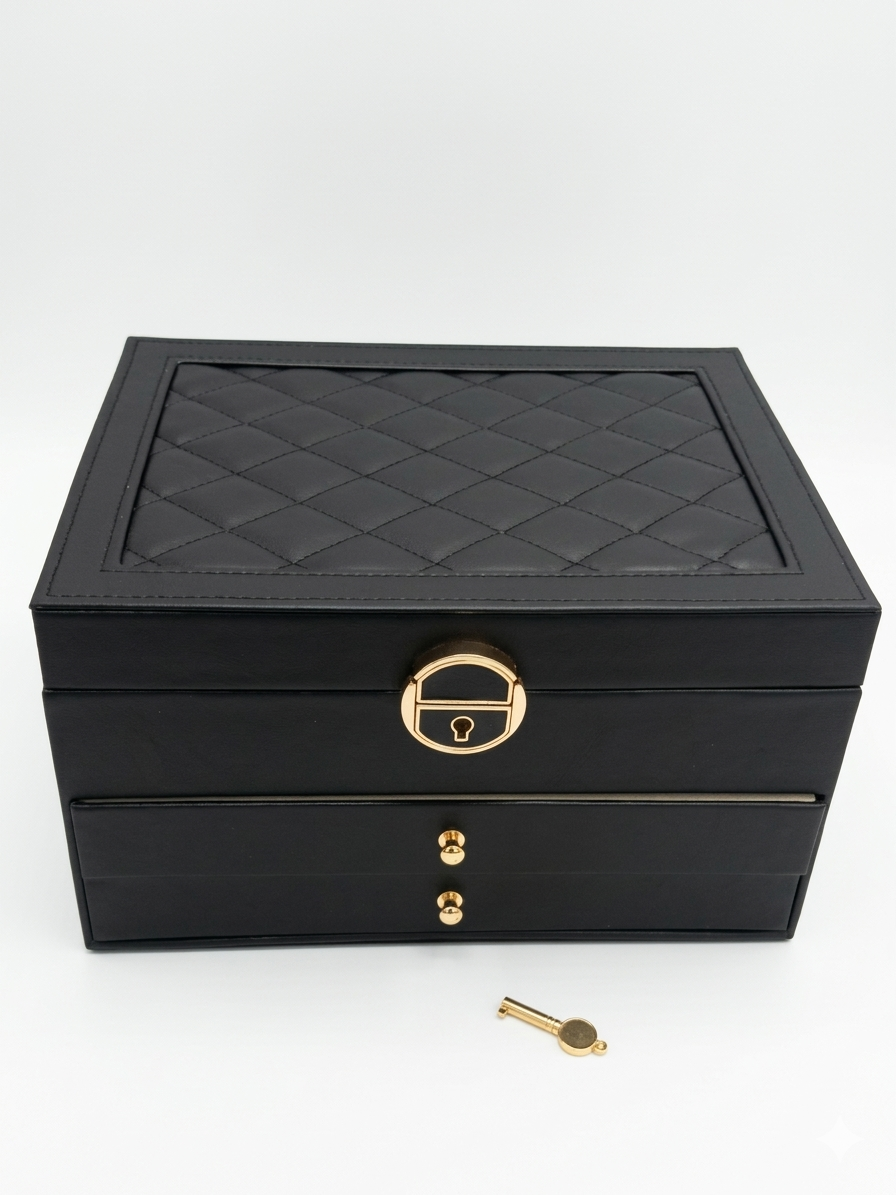 Jewelry box organizer Jewelry Case PU Leather ring/bracelet/necklace/earrings/watch Jewelery Storage Box Organizer Display three layers drawers organizer display valentines gift for girlfriends