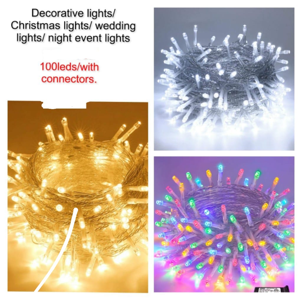 LED string lights, also known as fairy lights.
They are available in different colors, including warm white, cool white, and multicolor. 
The lights are described as having 100 LEDs and connectors. 
T