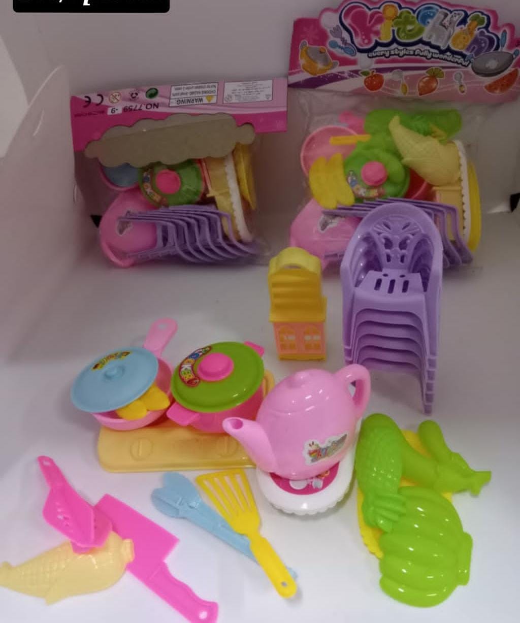 kids' kitchen play set. This type of toy is designed for children to engage in imaginative and creative role-playing.
The set includes various kitchen essentials such as pots, pans, utensils, and pret