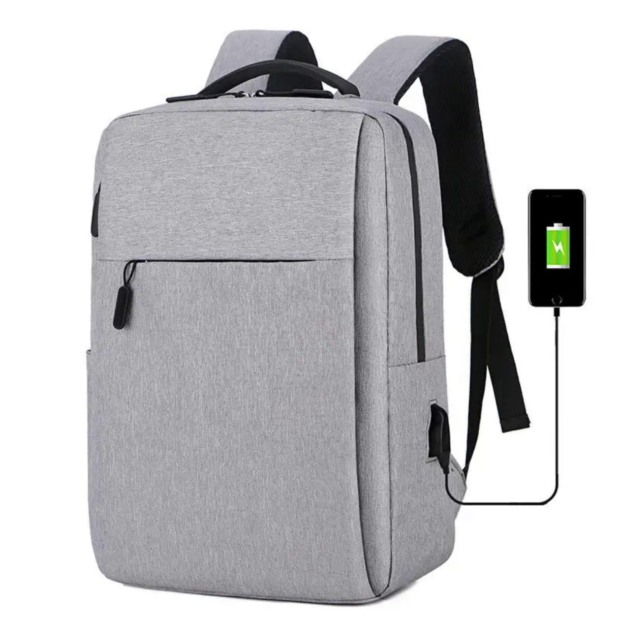 Travel Laptop Backpack.
Features: This backpack is designed to be water-resistant and includes an anti-theft design. It has a built-in USB charging port and a charging cable, allowing you to charge de