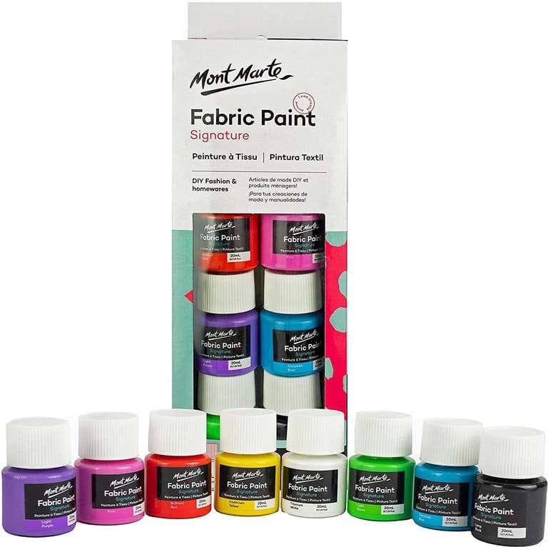 Fabric Paint Signature set. 

This set contains 6vibrant, permanent colors in 20ml tubes. 

The paints are suitable for various fabric projects, including DIY fashion and homewares like clothing and c