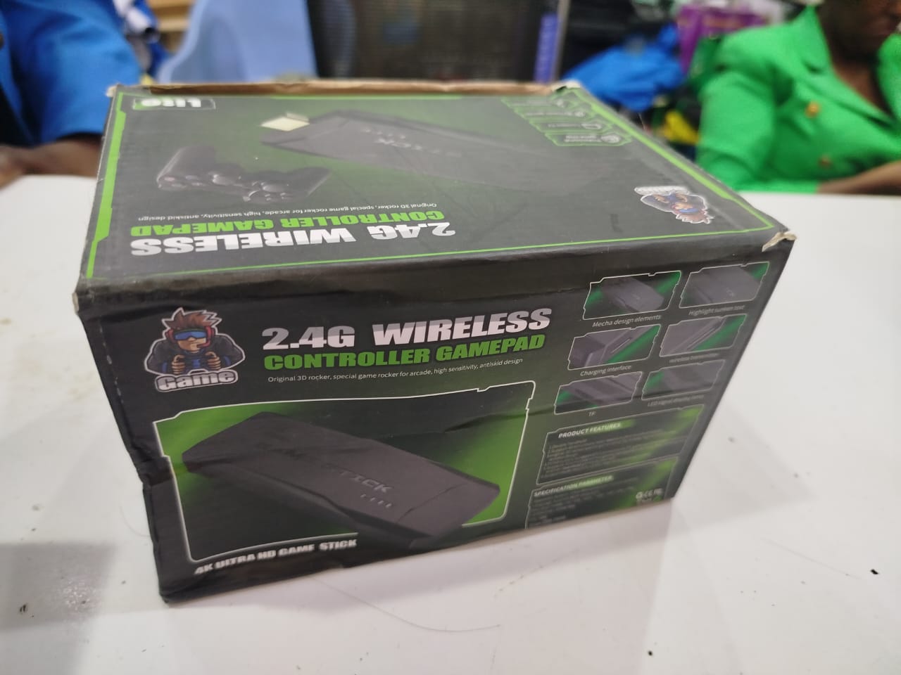 2.4G wireless controller and gamepad kit. It is a portable TV video game console designed for retro gaming. 
Key features of the Game Stick Lite include:
Wireless Connectivity: It uses 2.4G wireless c