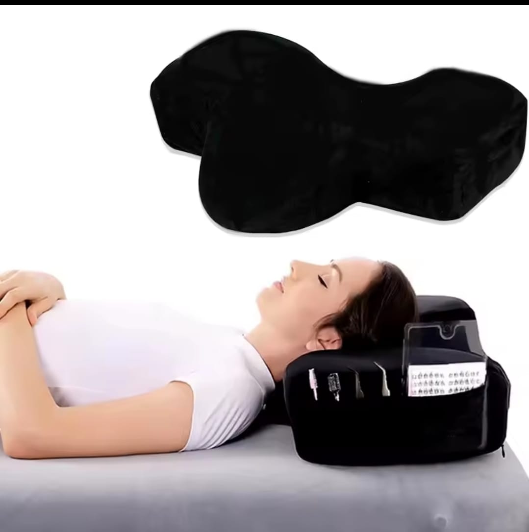 Lash Pillow Neck Support Eyelash Soft Pillow Grafting Eyelashes Memory Foam Eyelash Extension Pillow With Side Pocket