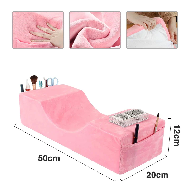 Lash Pillow Neck Support Eyelash Soft Pillow Grafting Eyelashes Memory Foam Eyelash Extension Pillow With Side Pocket