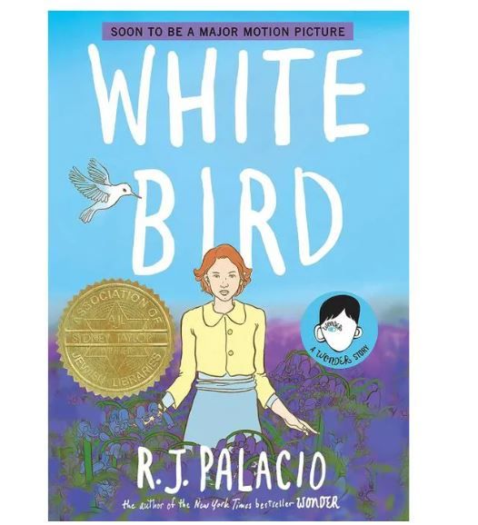 White Bird by R.J. Palacio: Inspiring graphic novel of courage, hope, and empathy during WWII, perfect for young adults, includes free gifts,1 sticky note and 1 highlighter bonus items.