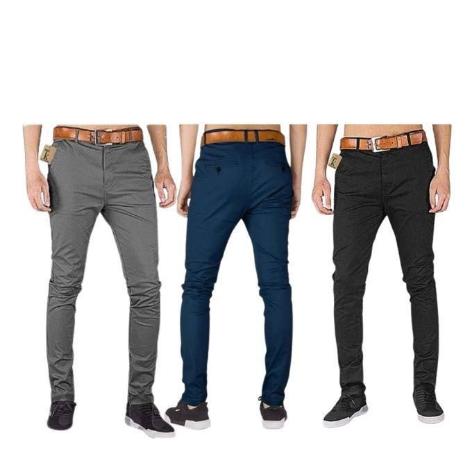 3 Soft Khaki Men’s Stretch Slim Fit Casual Trousers – Premium Comfortable Chinos for Men | Black, Navy Blue & Dark Grey
