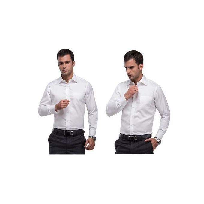 Premium 2-Pack Men’s Official Long Sleeve White Shirts – High Quality Cotton Slim Fit Formal Wear for Office, Business, Meetings, Church & Everyday Professional Dressing – Elegant Classic Design