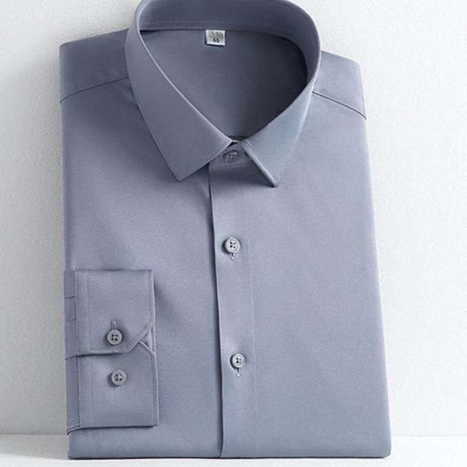 Turkey Style Official Mens Longsleeve Shirt Slim Fit 100%Cotton-Grey