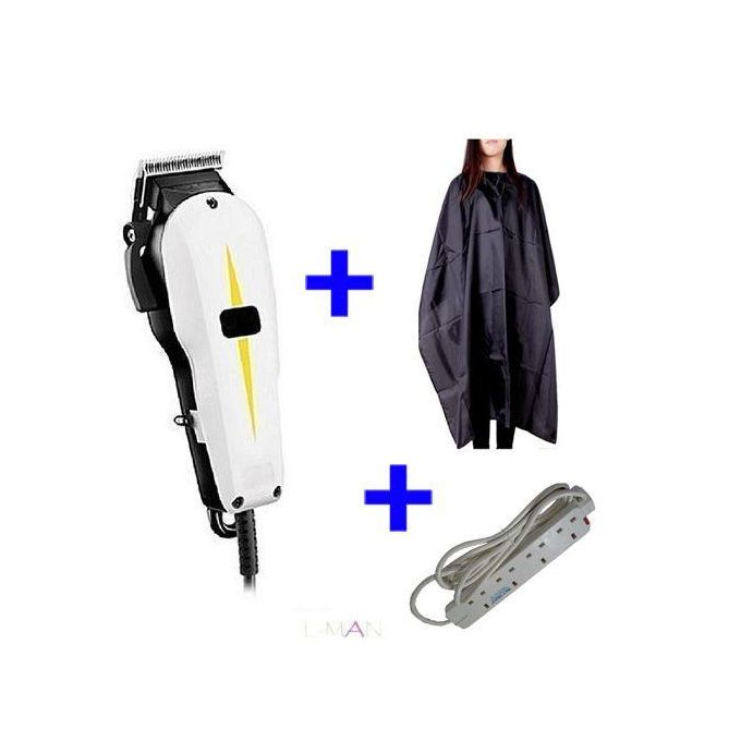 Geemy Hair Cut Shaving Machine – Professional Clipper with 4-Way Extension Cable & Free Shaving Gown, Rechargeable Hair Trimmer for Men, Barbers & Home Use, Precision Cutting Grooming