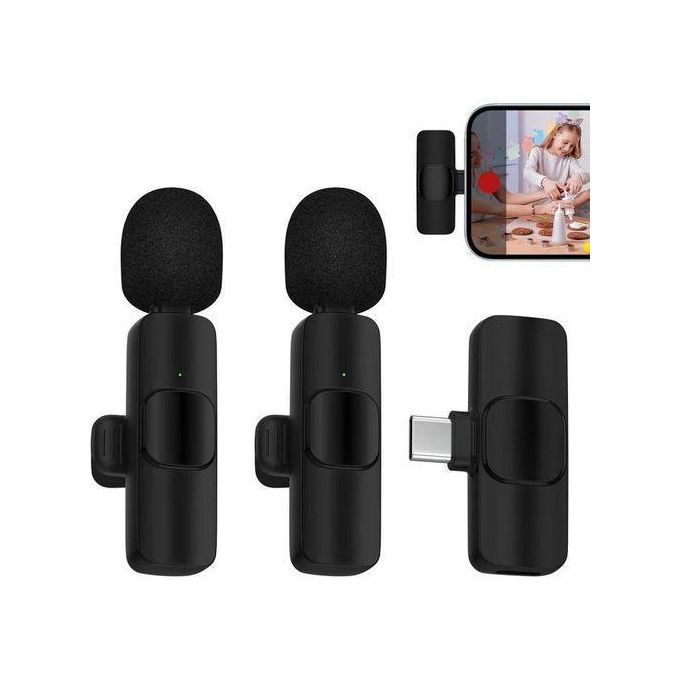 Wireless Lavalier Microphone for iPhone Android USB-C Camera Mini Lapel Mic Noise Cancelling Portable Clip-On Microphone for Interview Video Podcast Vlog YouTube Recording Clear Audio