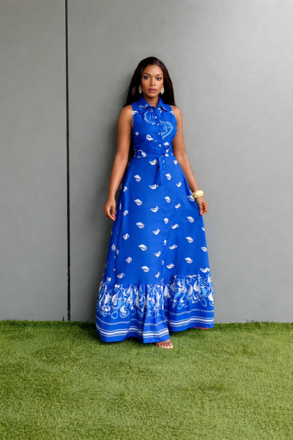 Maxi Sleeveless Ankara Shirt Dress