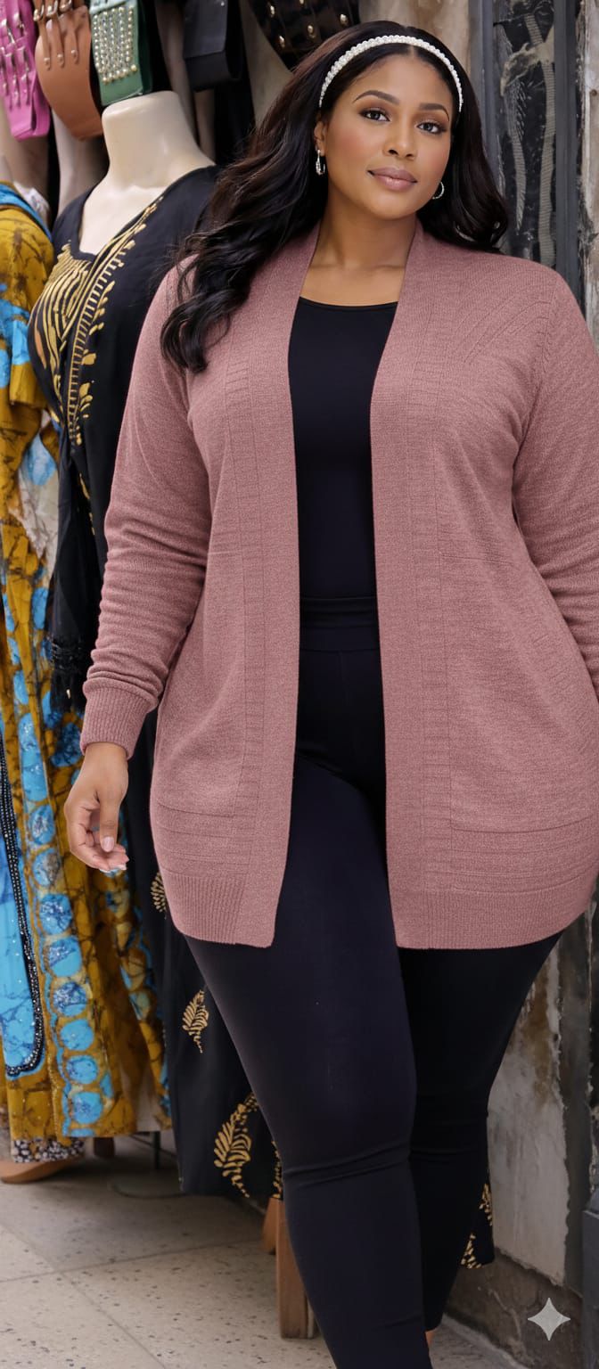 Ladies’ Elegant Open-Front Knit Cardigan Sweater