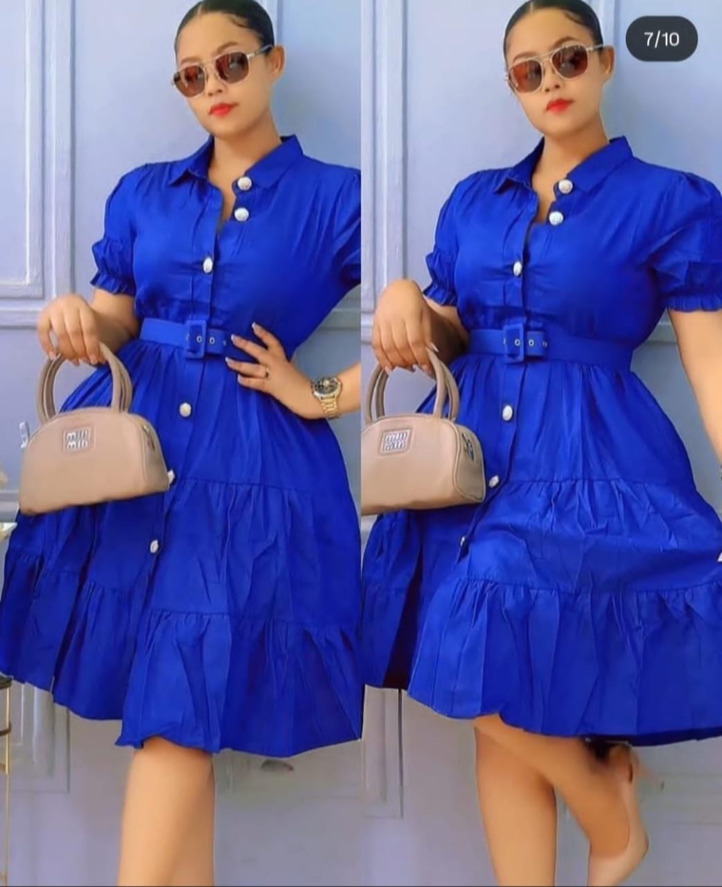 Elegant Royal Blue Belted Shirt Dress -Upgrade your wardrobe with this chic and stylish royal blue dress, designed to make you stand out effortlessly. Crafted from lightweight, breathable fabric.