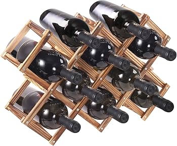 Foldable 10-Slot Wooden Wine Bottle Rack – Space-Saving Countertop Wine Storage Stand