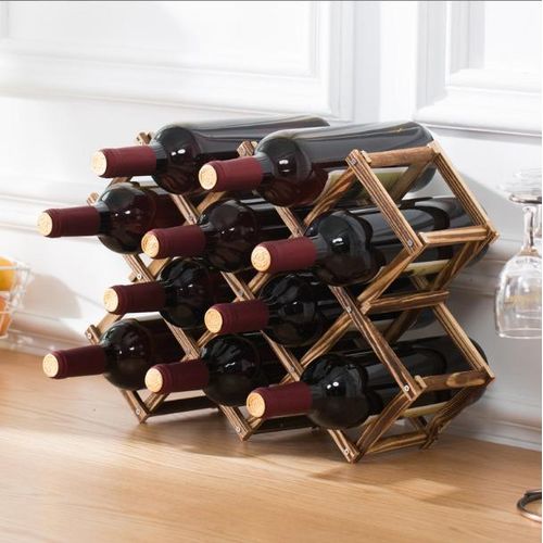 Foldable 10-Slot Wooden Wine Bottle Rack – Space-Saving Countertop Wine Storage Stand