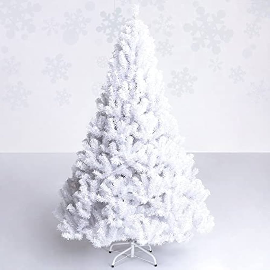 White Christmas Tree – Snowy Artificial Holiday Tree for Home Decoration (Choose Size)