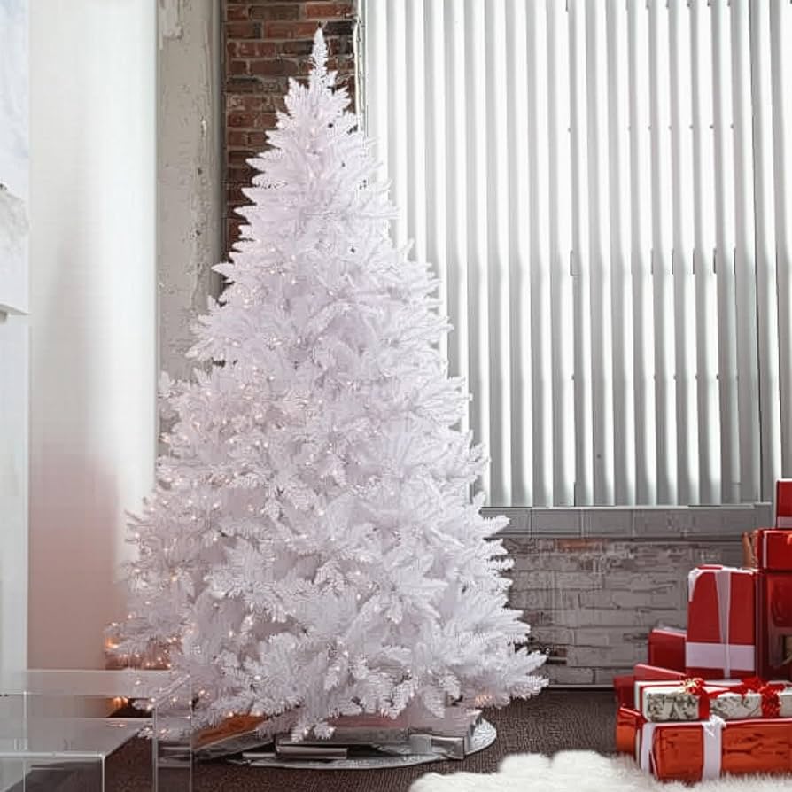 White Christmas Tree – Snowy Artificial Holiday Tree for Home Decoration (Choose Size)