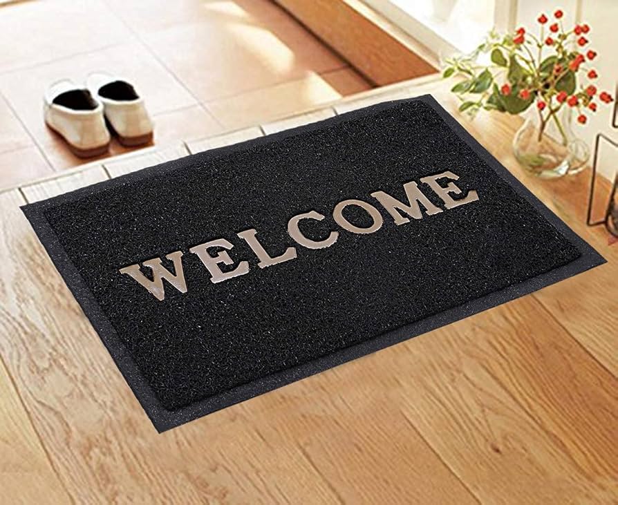 Premium 40x60cm Welcome Door Mat – Non-Slip, Super Absorbent, Heavy-Duty Entrance Rug for Home, Office, Balcony & Doorway – Available in Grey or Black