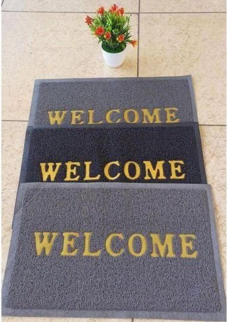 Premium 40x60cm Welcome Door Mat – Non-Slip, Super Absorbent, Heavy-Duty Entrance Rug for Home, Office, Balcony & Doorway – Available in Grey or Black