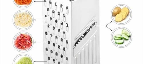 Stainless Steel 4-Sided Box Grater Vegetable Cheese Grater with Slicer – Multi-Function Kitchen Grater for Fruits, Vegetables & Cheese