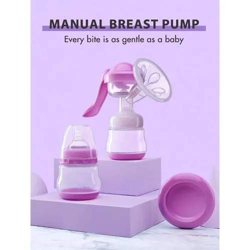 Healthy Manual Breast Pump with Free Baby Bottle Cap – Portable Handheld Breastfeeding Pump, BPA-Free, Silent Milk Expression, Easy to Clean, Comfortable Suction for Nursing Mothers