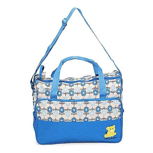 5 In 1 Baby Diaper Bag Nappy Changing Pad Travel Mummy Bag (ASSORTED PRINTS AND DECORATION) Includes Big baby bag ,Small diaper bag, Bottle pocket ,Food bag and Mackintosh