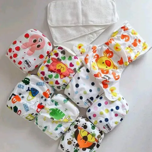 Quality Unisex Washable Cloth Diapers with 3PCS Cotton Inserts | Eco-Friendly Reusable Nappies for Babies | Adjustable Fit for 0–2 Years
