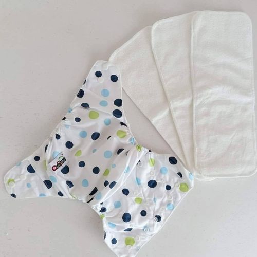 Quality Unisex Washable Cloth Diapers with 3PCS Cotton Inserts | Eco-Friendly Reusable Nappies for Babies | Adjustable Fit for 0–2 Years
