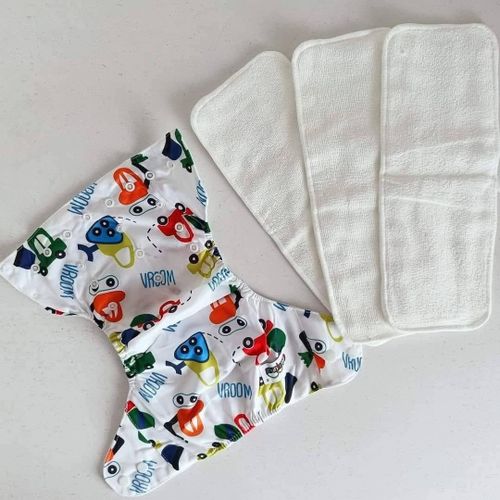 Quality Unisex Washable Cloth Diapers with 3PCS Cotton Inserts | Eco-Friendly Reusable Nappies for Babies | Adjustable Fit for 0–2 Years
