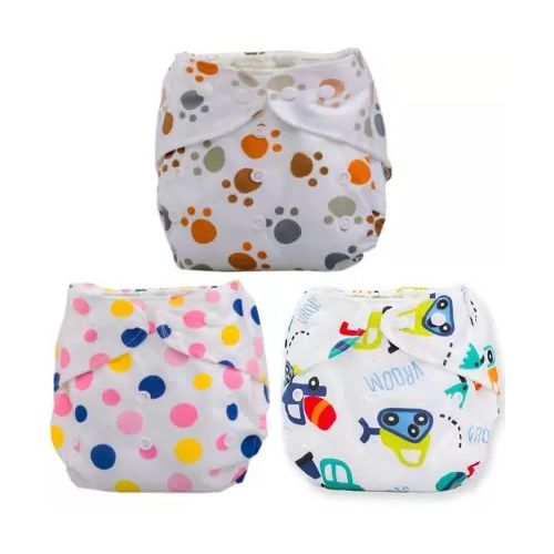 Quality Unisex Washable Cloth Diapers with 3PCS Cotton Inserts | Eco-Friendly Reusable Nappies for Babies | Adjustable Fit for 0–2 Years